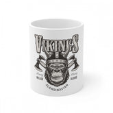 White ceramic coffee mug with Gorilla design, 11oz/330ml capacity, unique artwork on display